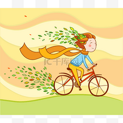小女孩骑自行车图片_在自行车上微笑女孩