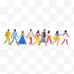 不同种族图片_一群多种族的人在一起散步.不同