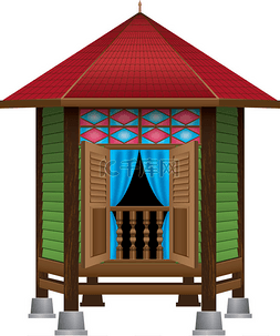 一个美丽的传统木马来风格村房子