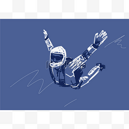跳伞背景图片_跳伞者的剪影在蓝色背景. 