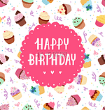 Happy birthday greeting on a cupcakes seamless pattern