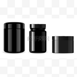 黑色的罐子黑色玻璃瓶,造型光滑.