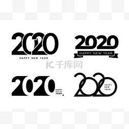 白色新年快乐图片_超一集2020年文本设计模式。收集