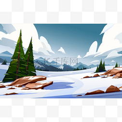 Beautiful winter mountain landscape, trees, h