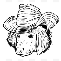 拉布拉多猎犬图片_头戴灰色丝帽认真的卡通嬉皮士犬