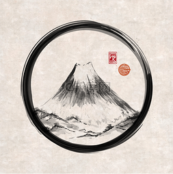 黑色的 enso 循环的富士山山