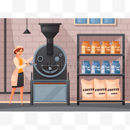 咖啡图解图片_咖啡生产传送机背景