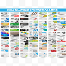 120 的彩色横幅的大型集合