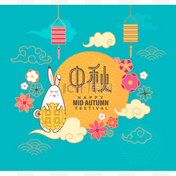 月饼上图片_中秋节横幅，卡片，传单.