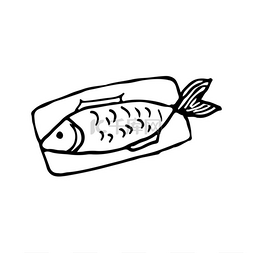 病媒涂鸦鱼图标。标志设计模板。