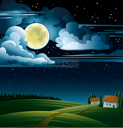 月亮上的房子图片_月亮和房子