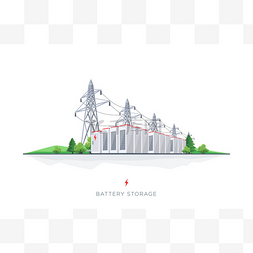 白底灰色猫图片_可再生能源发电中的大量充电电池