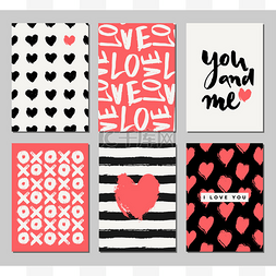 情人节海报黑色图片_Valentine's Day Designs Set