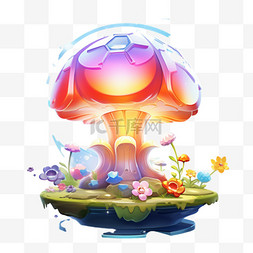 游戏透明蘑菇勋章图标免扣元素装