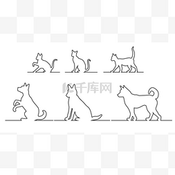 猫和狗剪影图片_猫与狗的轮廓