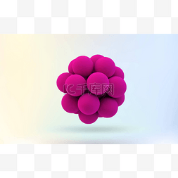 原子球图片_分子 3d 概念图。抽象球体。粉红