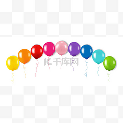 网格元素图片_五颜六色的气球花环分离白色背景