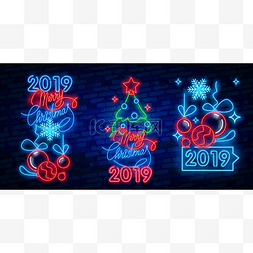 圣诞快乐, 2019年新年快乐霓虹灯标