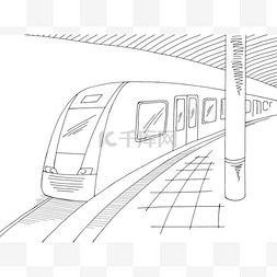 铁路车站平台火车图形黑色白色素