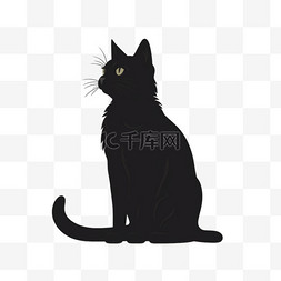 猫咪黑色剪影图片_猫咪黑色小猫剪影免扣元素装饰素