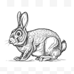style设计图片_Hand drawn vector rabbit in engraving style