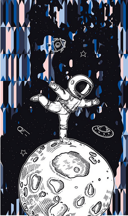 花样滑冰手绘图片_宇航员正在太空滑冰。花样滑冰。