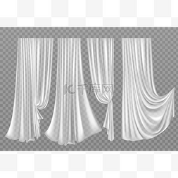 矢量玻璃窗图片_透明背景上隔离的白色窗帘