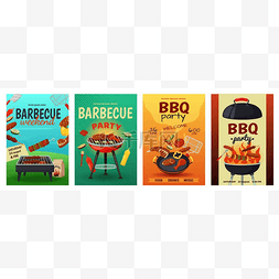 Barbecue posters, bbq grill party flyer templ