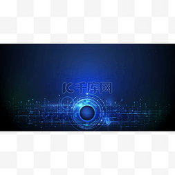 计算机插图图片_ 蓝色背景上的高计算机与通信技