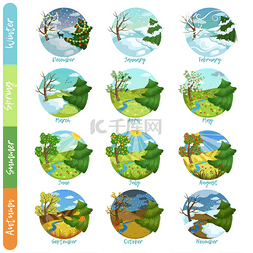矢量四季图片_年十二月集, 四季自然景观冬季, 