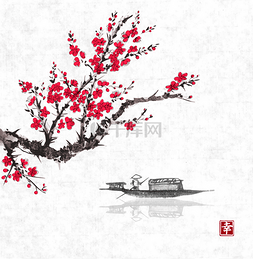 盛开的东方樱花樱花树