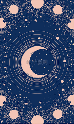 月河星城海报图片_设计上的神秘图画，蓝色背景上的