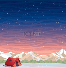 遨游天空的鲸鱼图片_极端的野营-旅行帐篷在冬季景观.