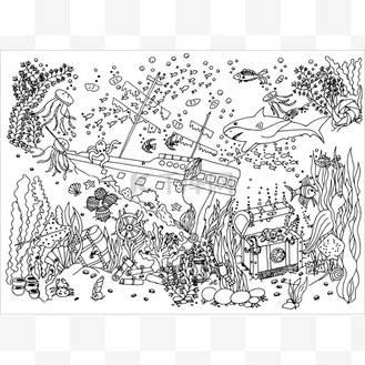 涂鸦画.冥想练习.着色图书动物抗应激成人.