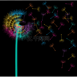 海报蒲公英图片_吹蒲公英矢量背景概念