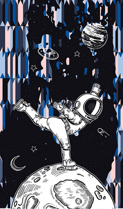 宇航员正在太空滑冰。花样滑冰。