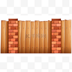 由木头和砖围墙