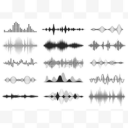 波形素材图片_黑色声波。音乐音频频率，语音线