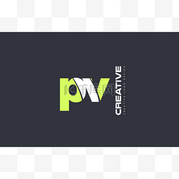 绿色字母 pv p v 组合标志图标公司