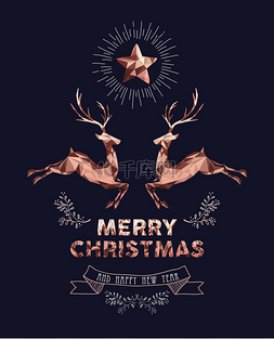 圣诞快乐新年优雅的标签设计插图