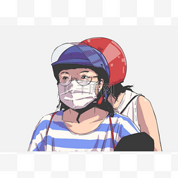 头盔面罩图片_女孩骑摩托车的孤立例证, 摩托车