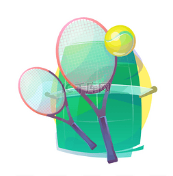图为木制衣架与球网球的