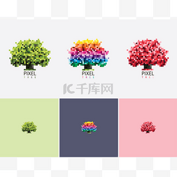 ui组件集合图片_生动的像素树标志集