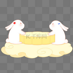兔子月图片_中秋节中秋团圆月饼兔子