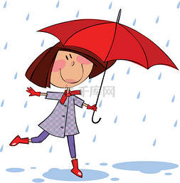 雨中小女孩图片_在雨中散步