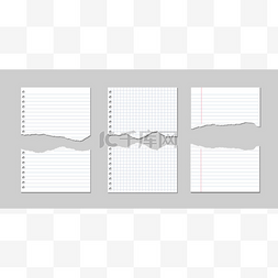 棕色内衬图片_一套矢量插图的残缺页的笔记本纸