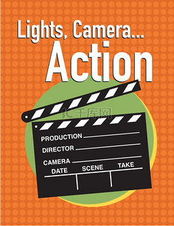 光，相机，行动电影海报与梆子石