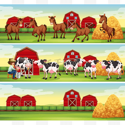 农夫和农场图片_在与农民和动物农场的场景