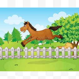 一匹图片_一匹马跳过篱笆