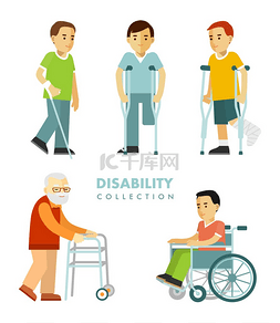 坐轮椅的男子图片_残疾的人组